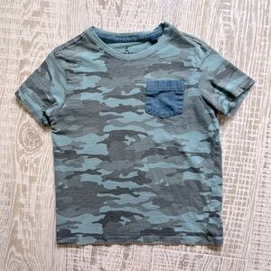 Boys Casual tshirt by Tailor Vintage Camo Print Denim Pocket Green Blue
